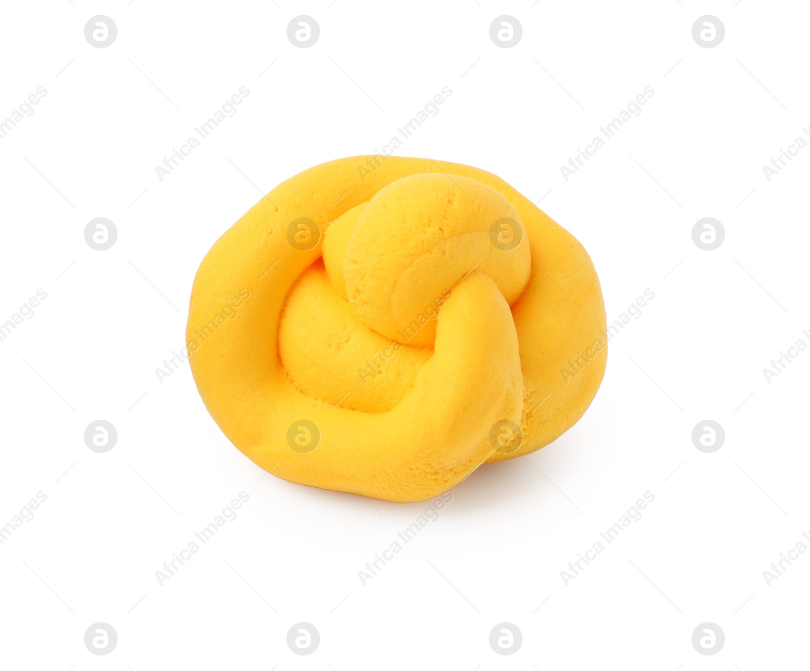 Photo of Bright yellow play dough isolated on white