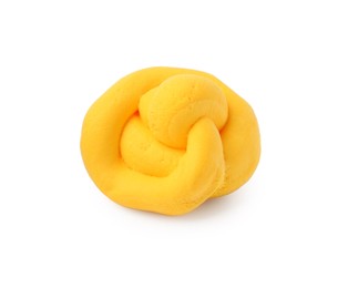 Photo of Bright yellow play dough isolated on white