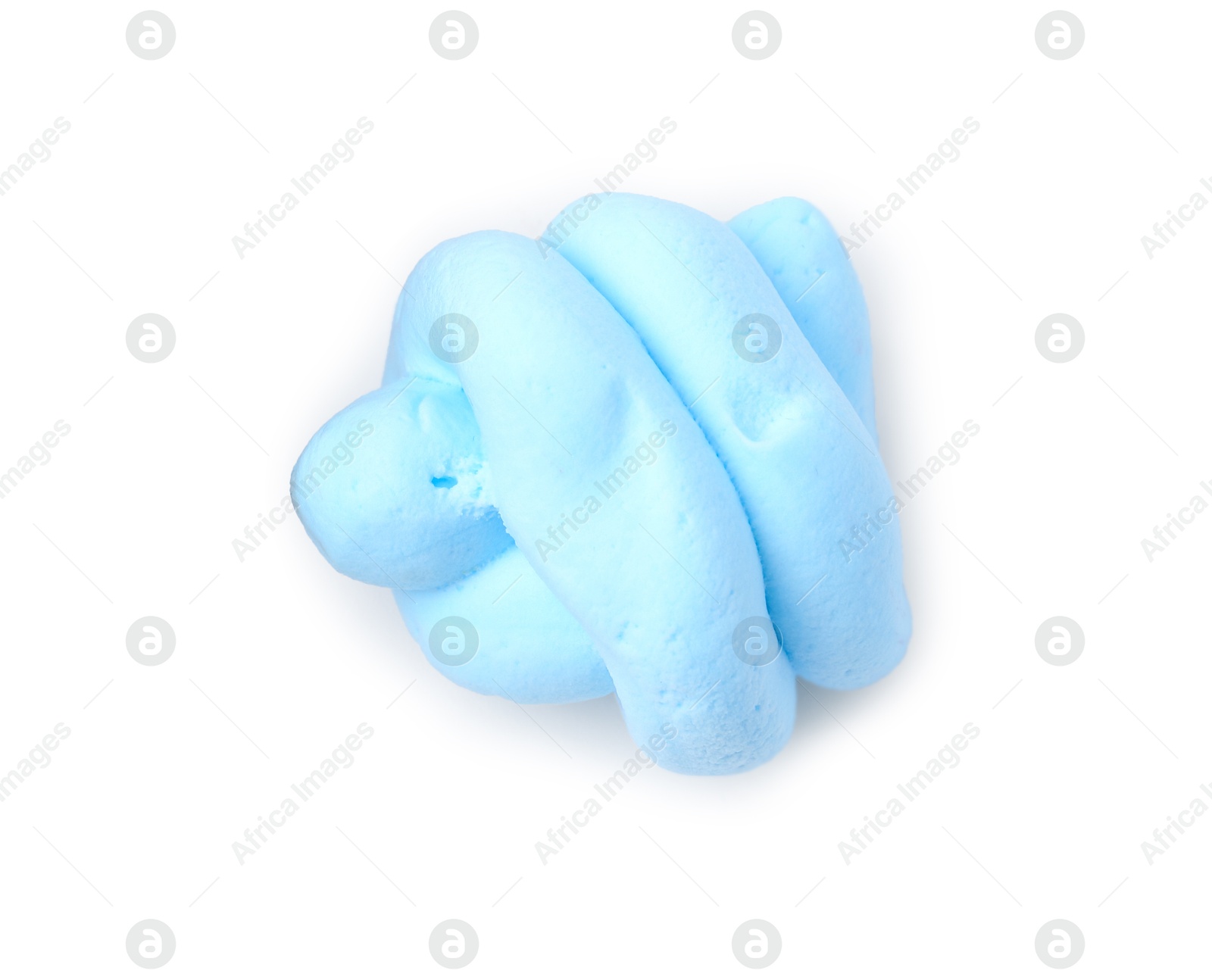 Photo of Light blue play dough isolated on white, top view