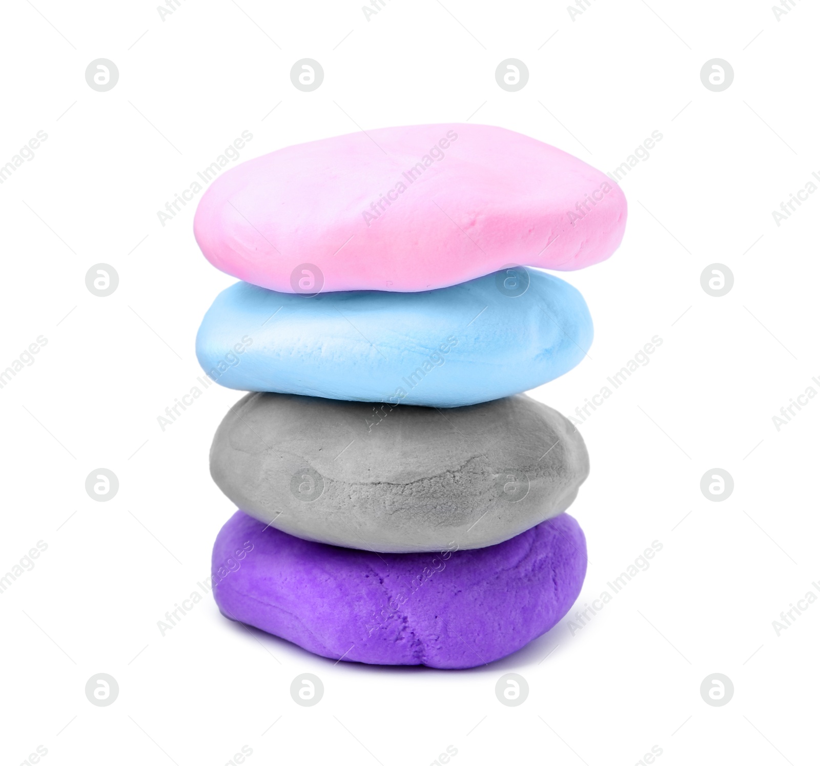 Photo of Different colorful play dough isolated on white