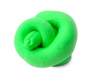 Photo of Bright green play dough isolated on white