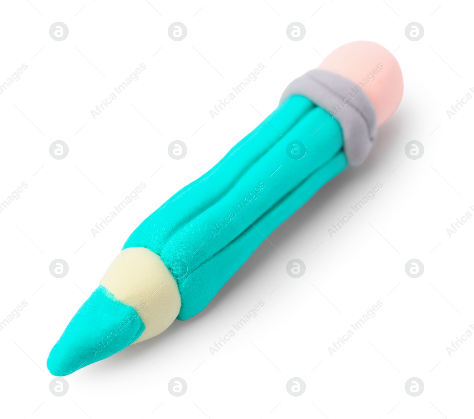 Photo of Pencil made from play dough isolated on white