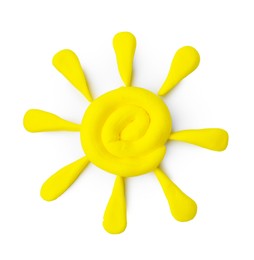 Photo of Sun made from play dough on white background, top view