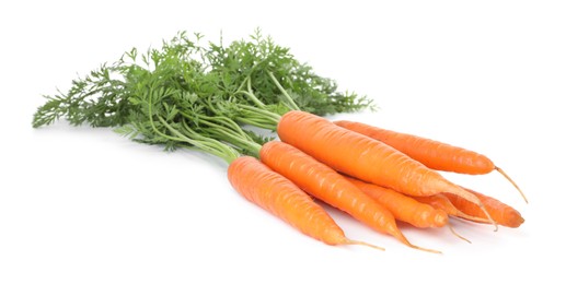 Fresh carrots isolated on white. Root vegetable