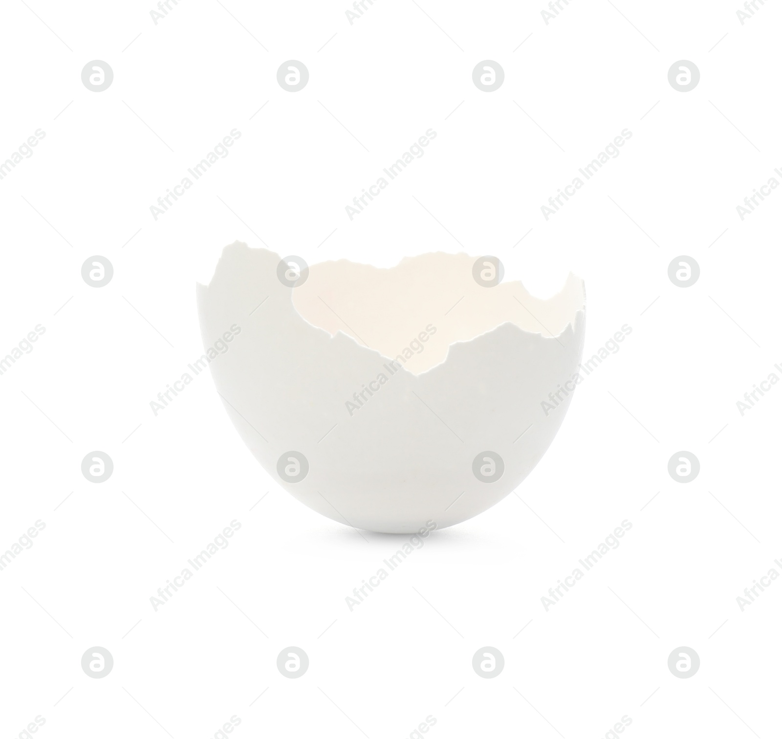 Photo of Piece of cracked eggshell isolated on white