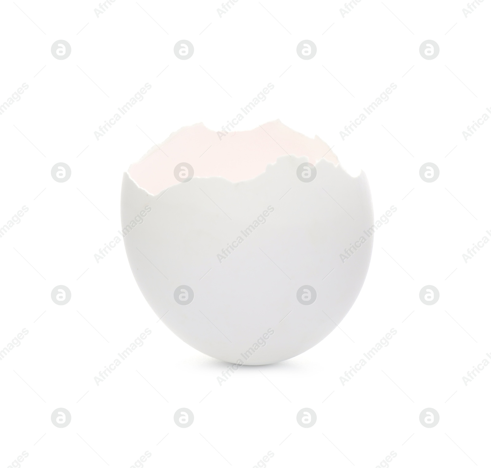 Photo of Piece of cracked eggshell isolated on white