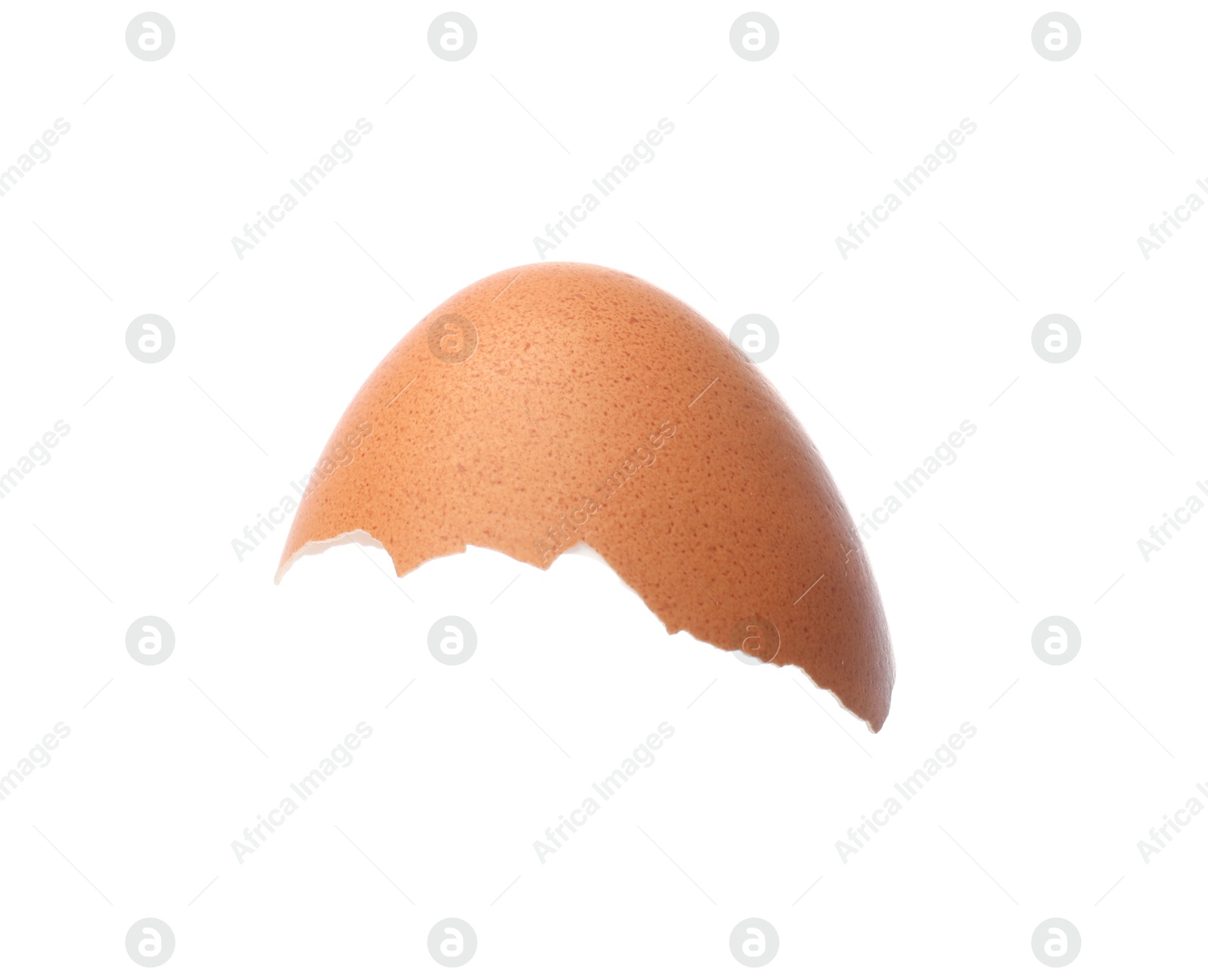 Photo of Piece of cracked eggshell isolated on white