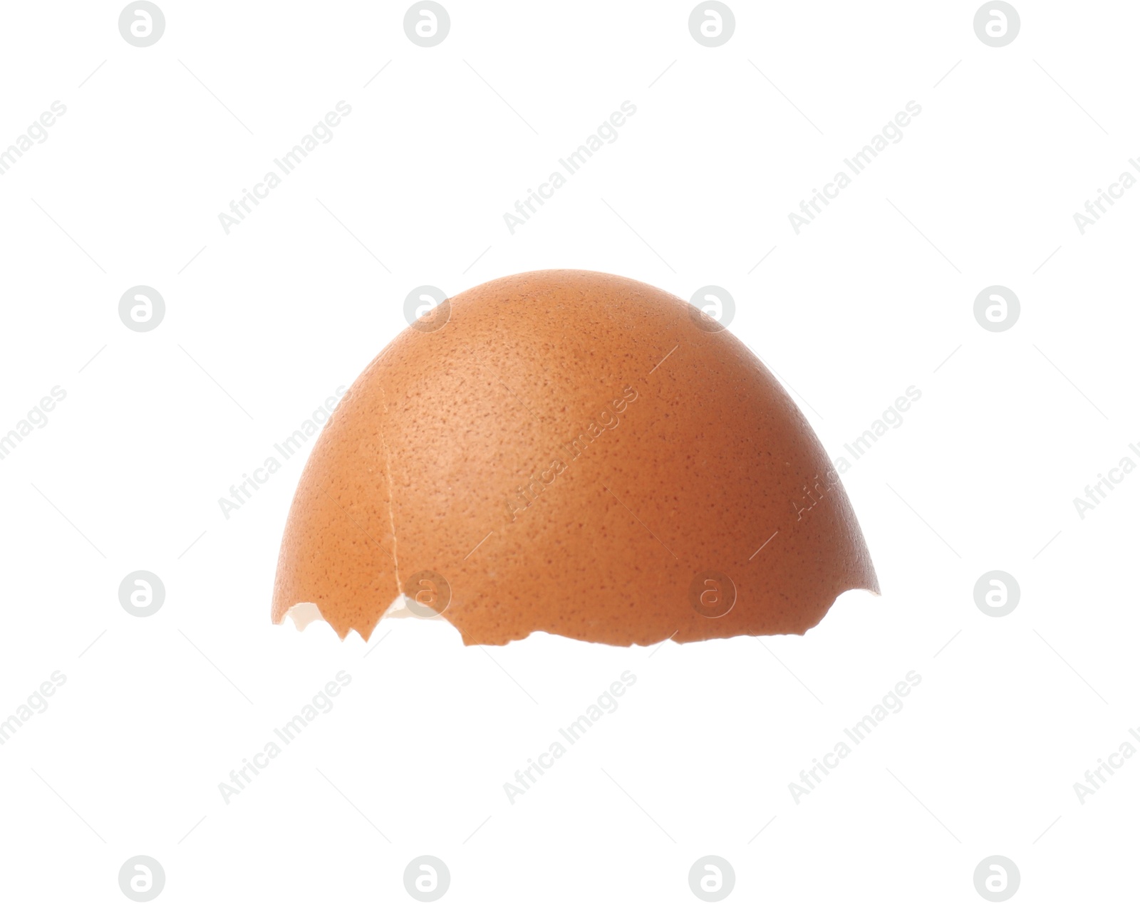 Photo of Piece of cracked eggshell isolated on white