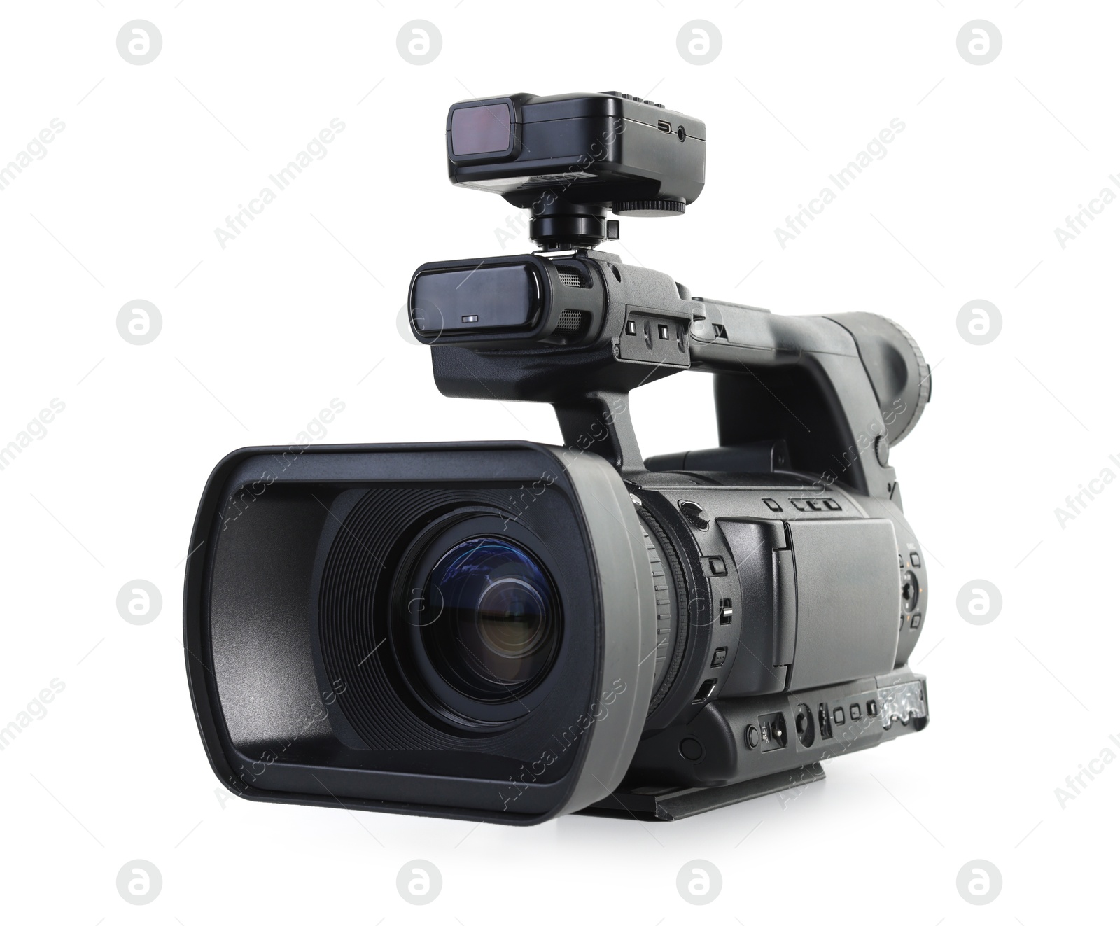 Photo of Modern professional video camera isolated on white