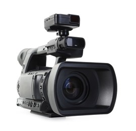 Photo of Modern professional video camera isolated on white