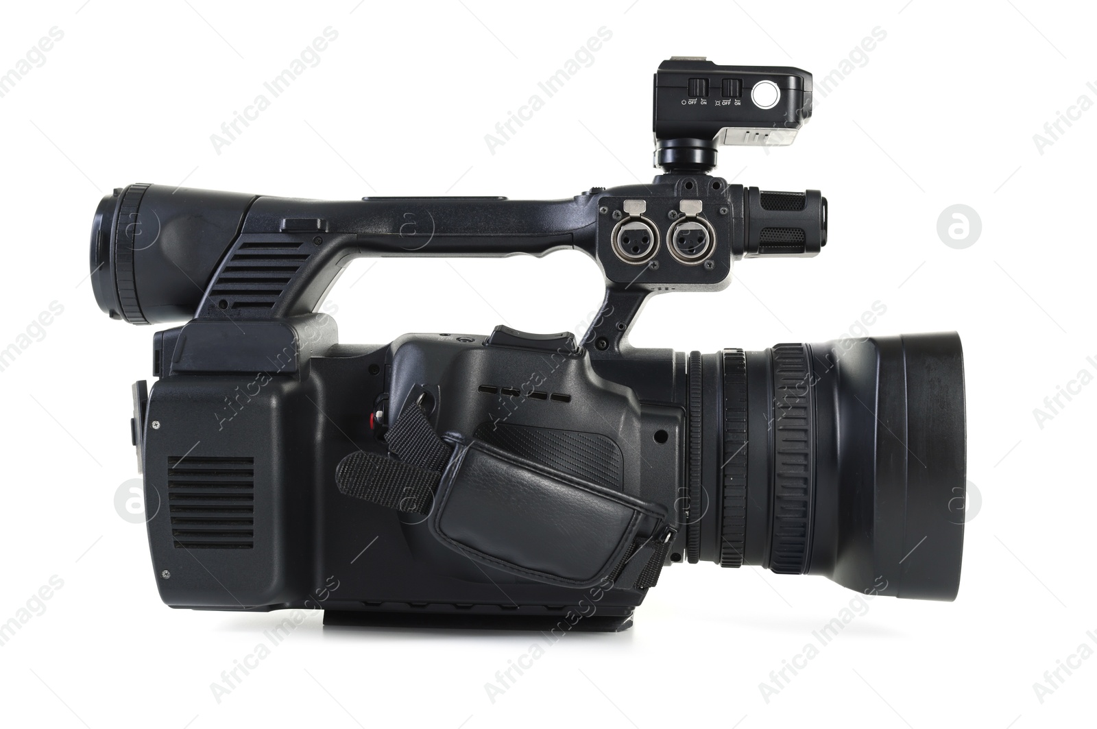 Photo of Modern professional video camera isolated on white