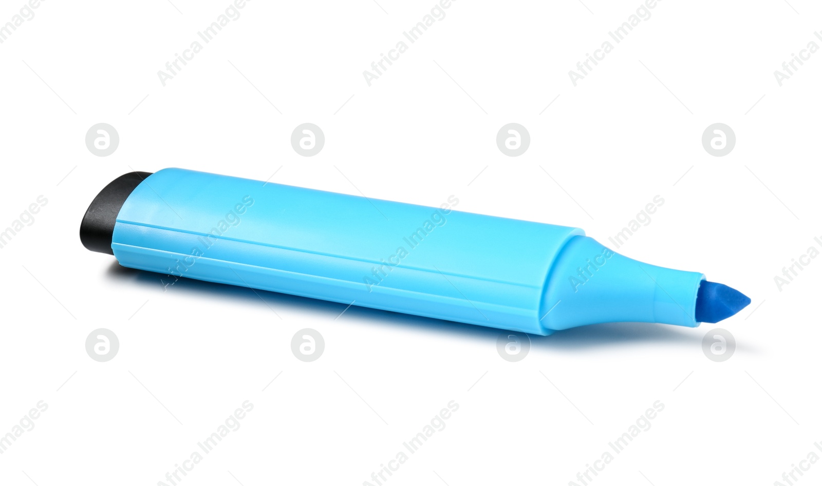 Photo of One bright highlighter isolated on white. School stationery