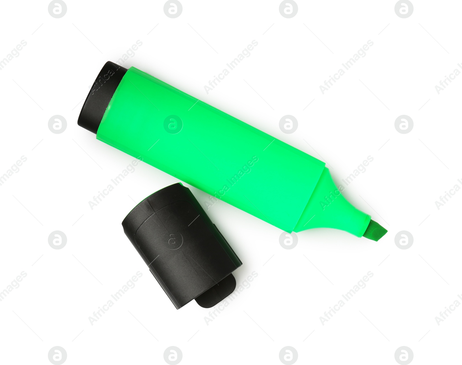 Photo of Highlighter and cap isolated on white, top view