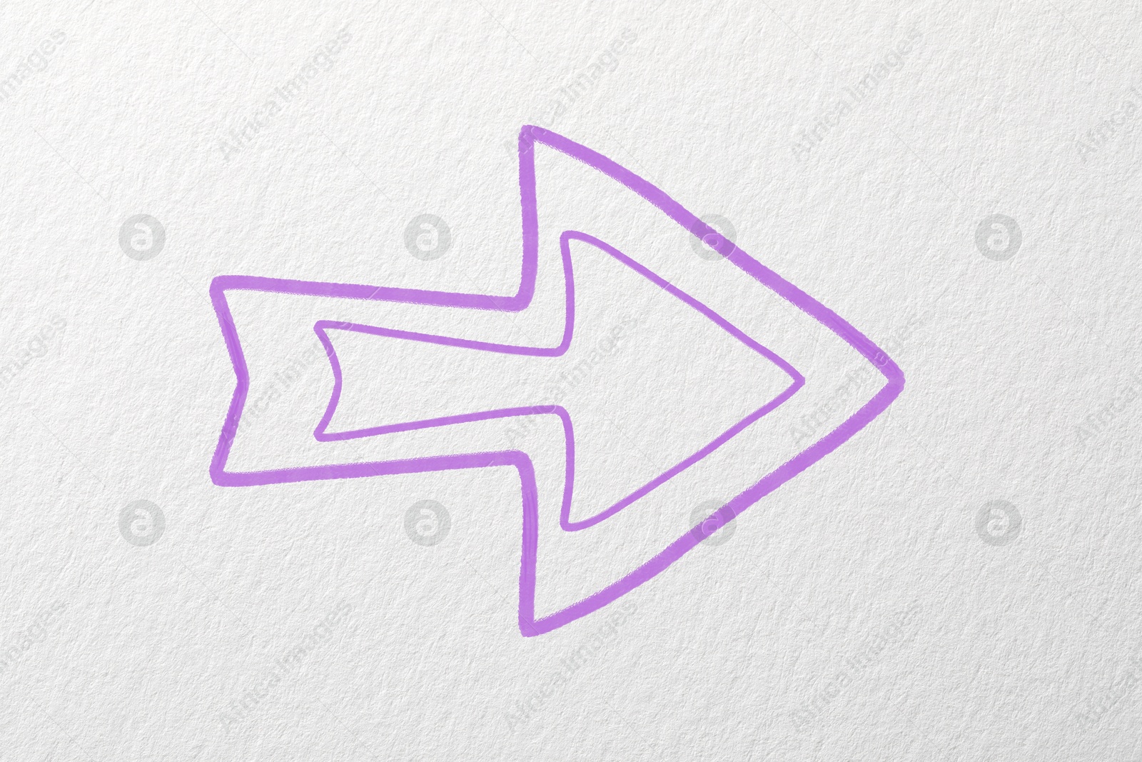 Image of One violet arrow on white textured. Pointer