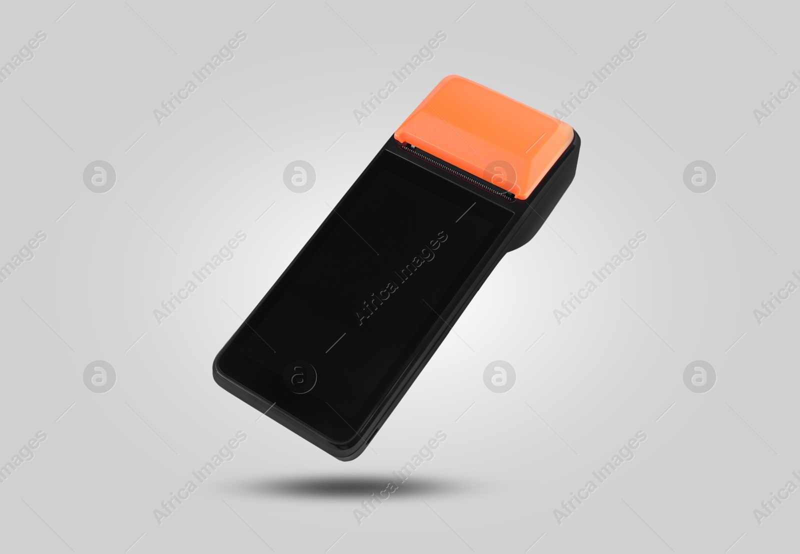 Image of Payment terminal in air on grey background