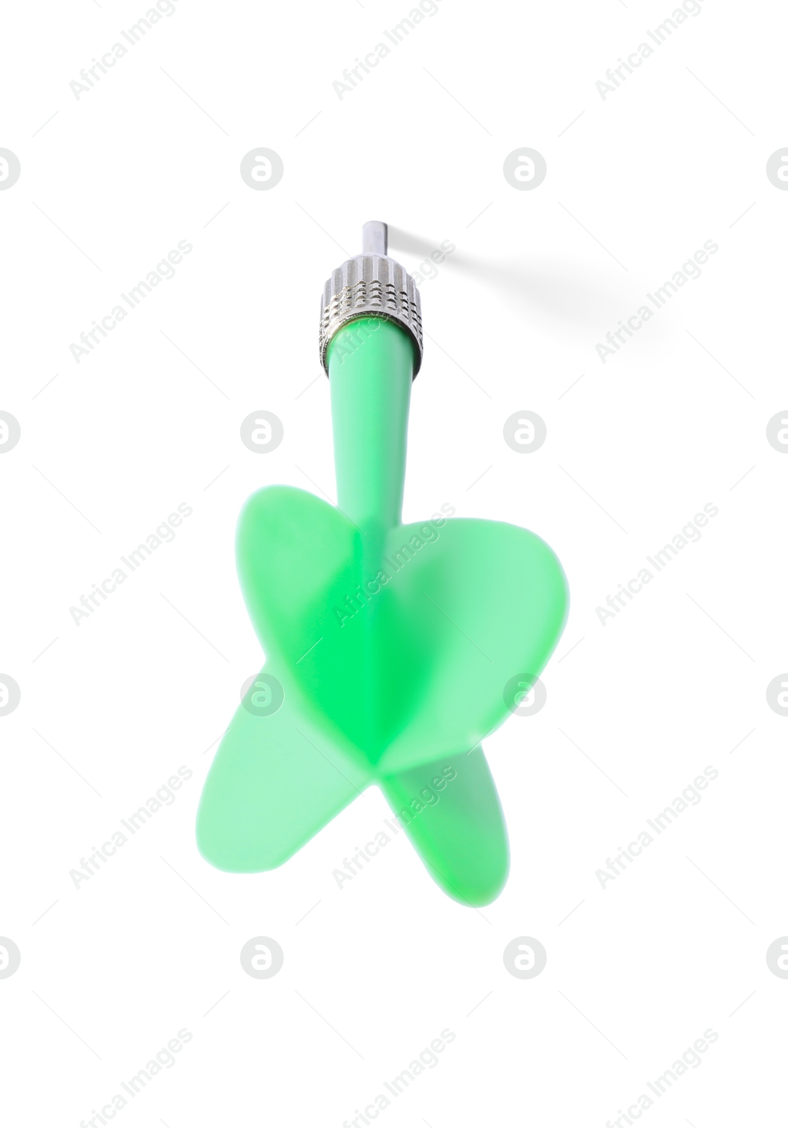 Photo of One green dart arrow isolated on white