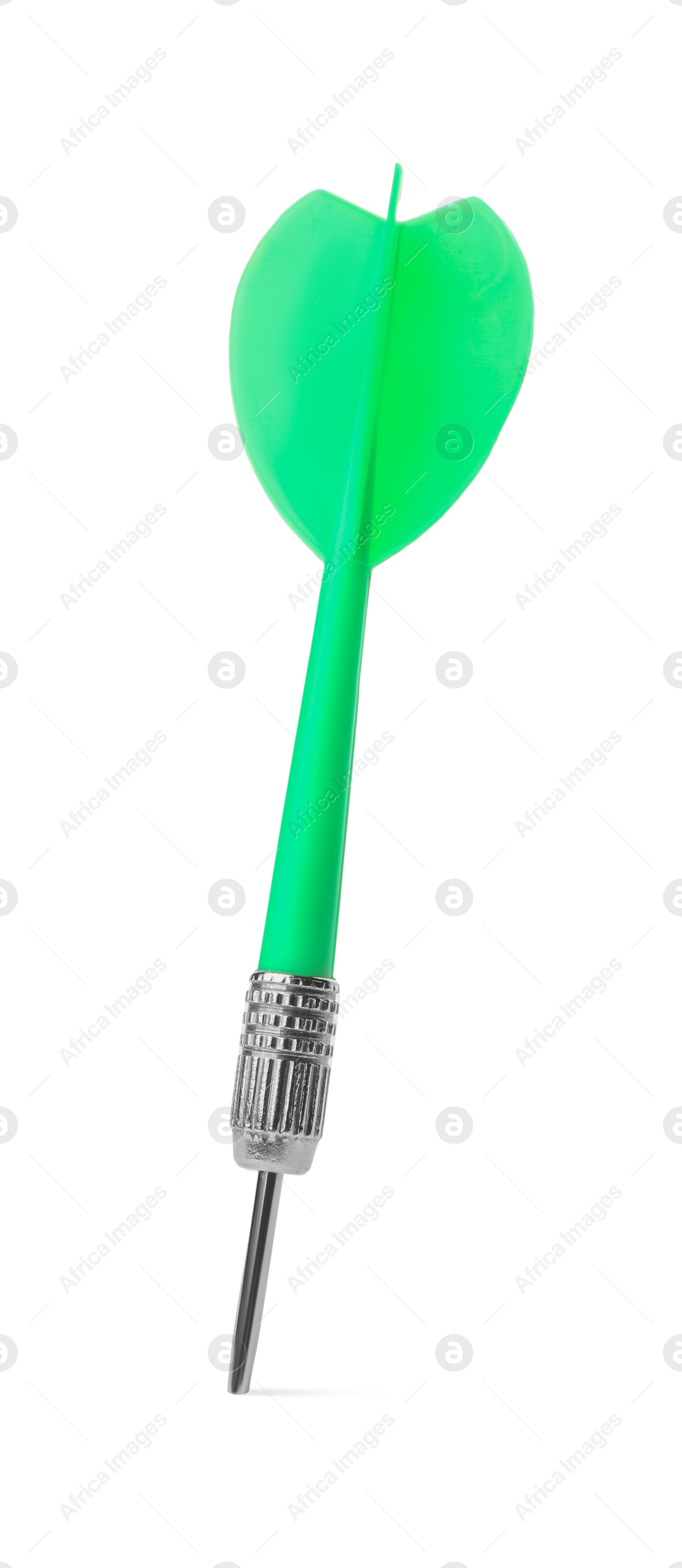 Photo of One green dart arrow isolated on white