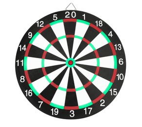 Photo of One dartboard isolated on white. Sports equipment