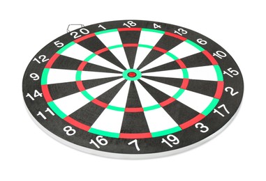 Photo of One dartboard isolated on white. Sports equipment