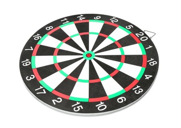 Photo of One dartboard isolated on white. Sports equipment