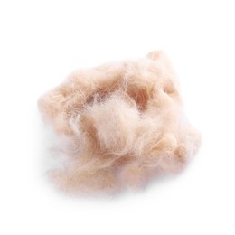 Photo of Pile of pet's hair isolated on white, above view