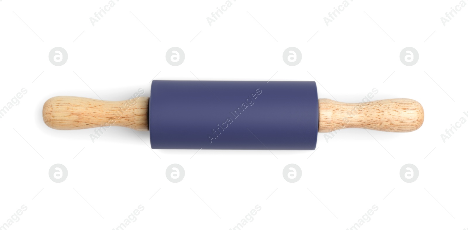 Photo of Rolling pin isolated on white, top view