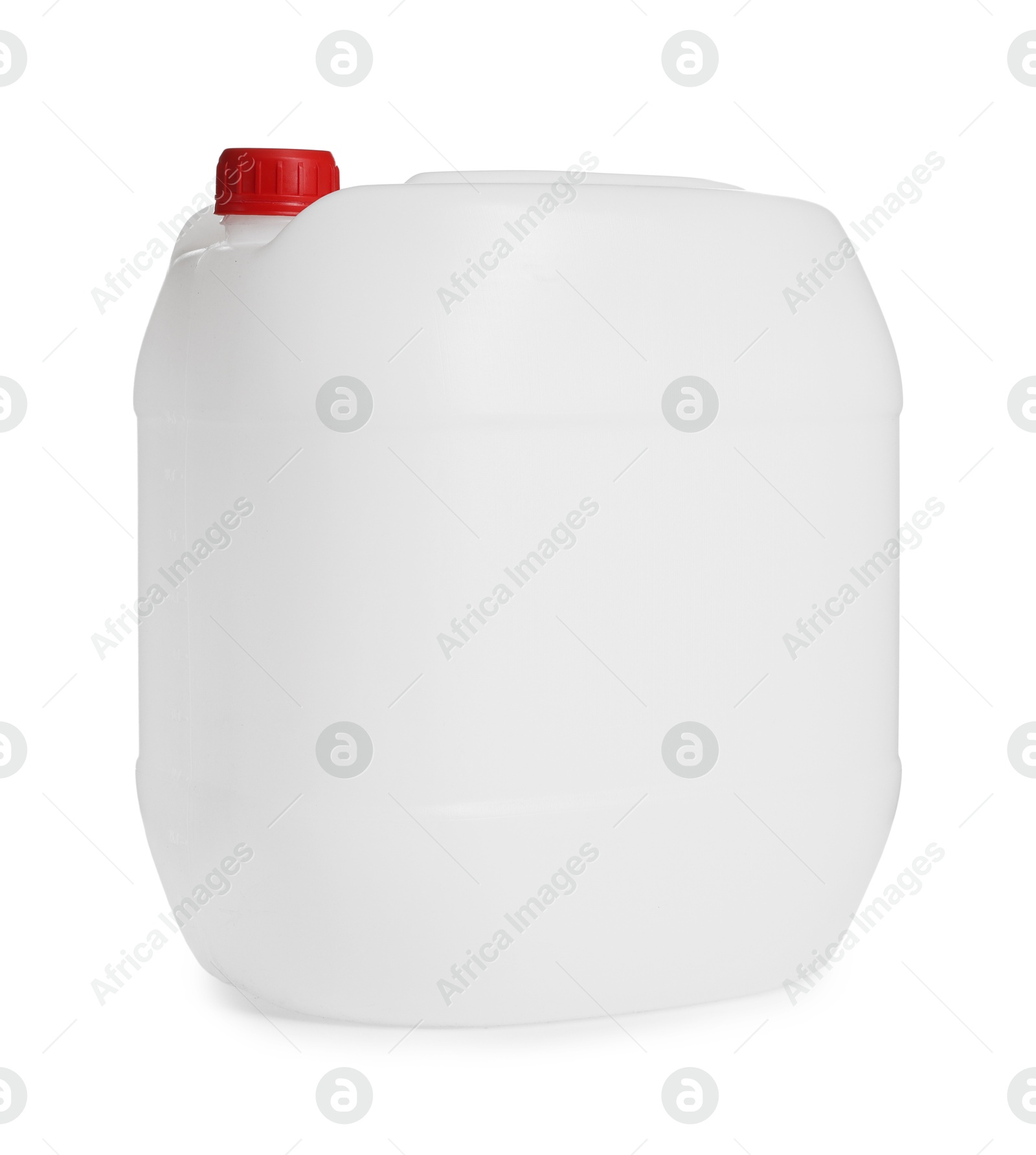 Photo of One plastic canister with cap on white background