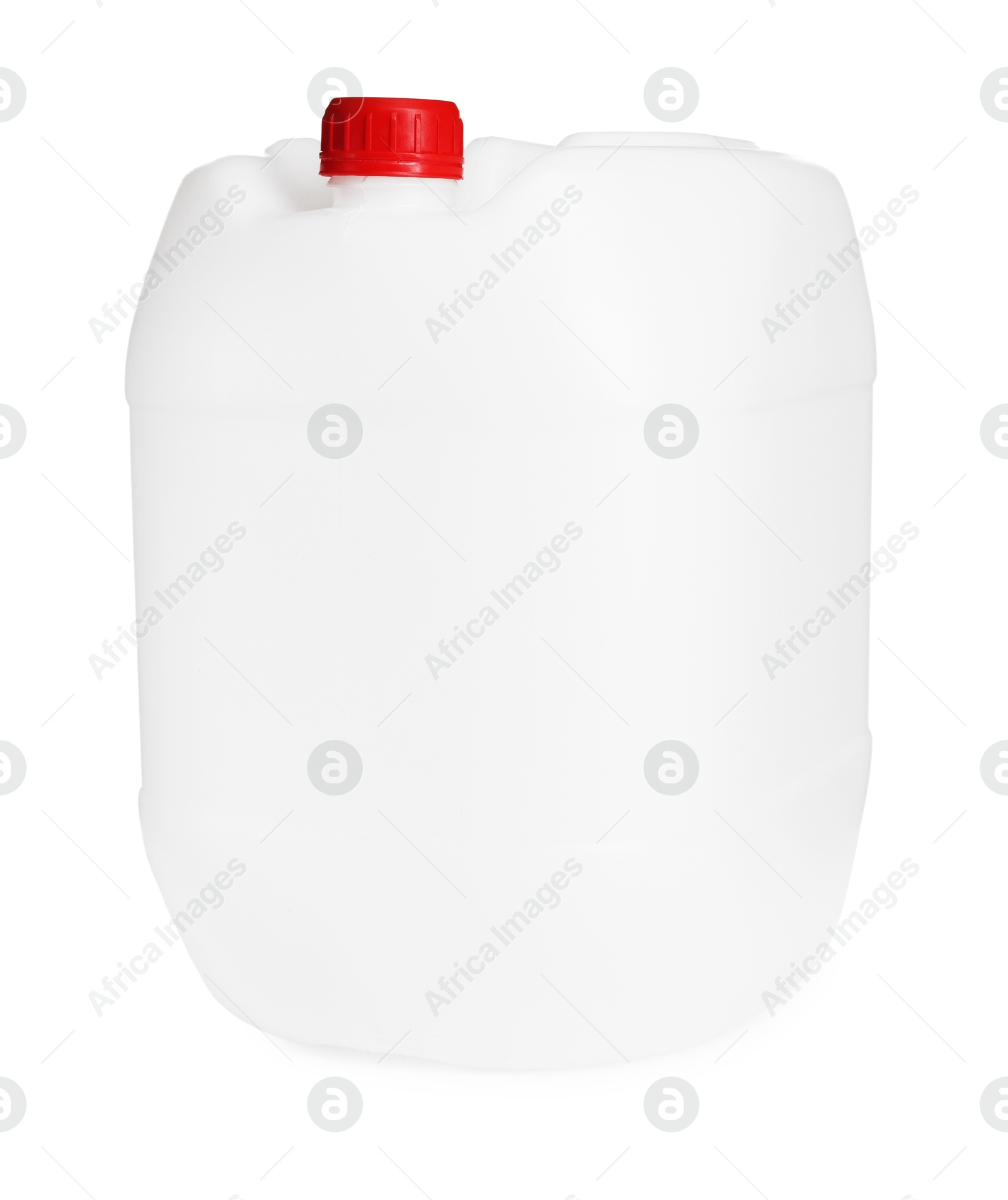 Photo of One plastic canister with cap on white background