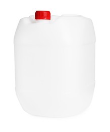 One plastic canister with cap on white background