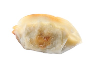 Photo of One fried gyoza dumpling isolated on white