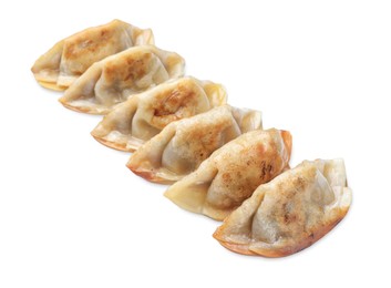 Delicious fried gyoza dumplings isolated on white