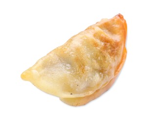 Photo of One fried gyoza dumpling isolated on white