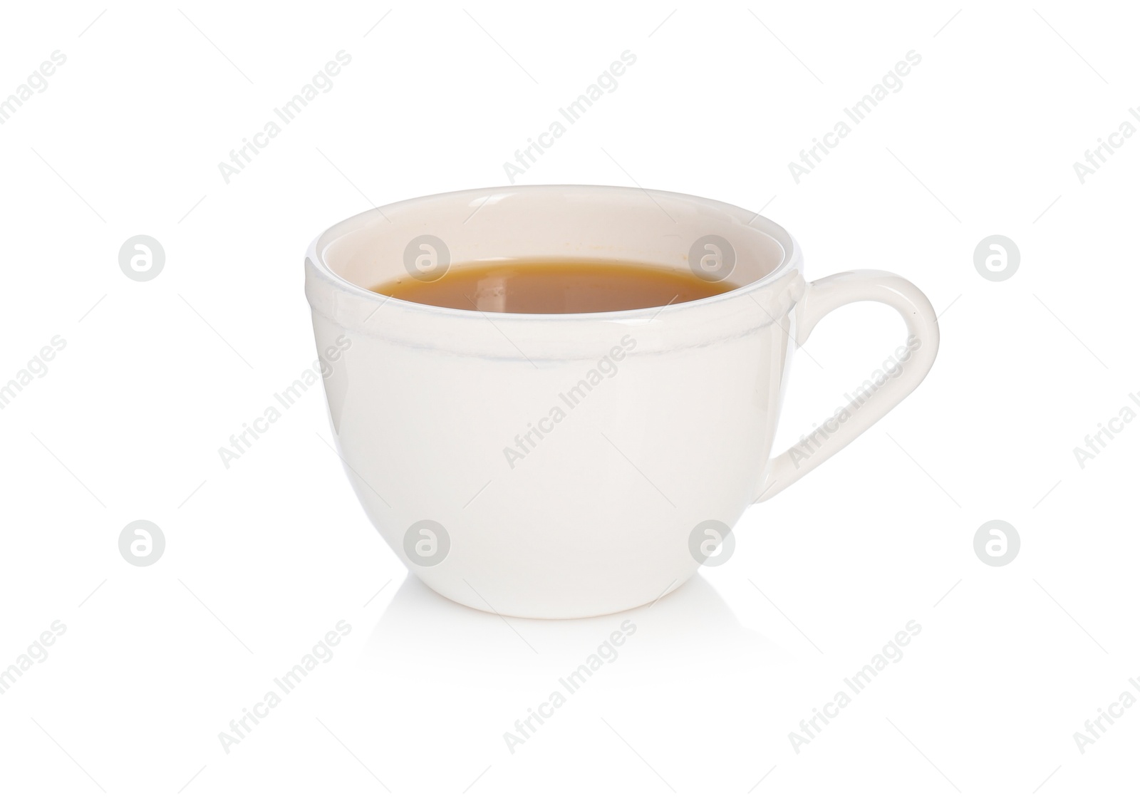 Aromatic turmeric tea in cup isolated on white Photo of Aromatic turmeric tea in cup isolated on white