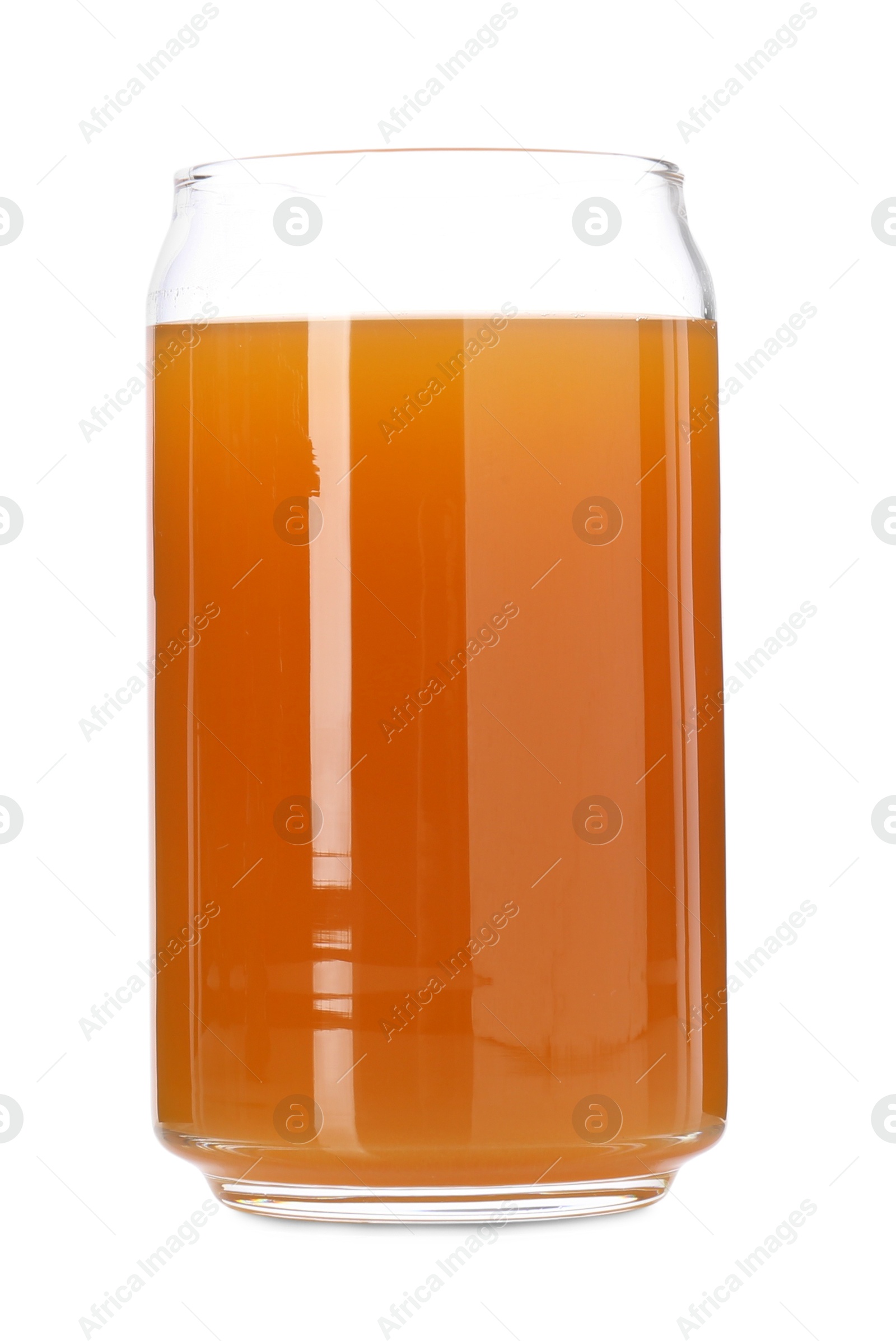 Photo of Aromatic turmeric tea in glass isolated on white