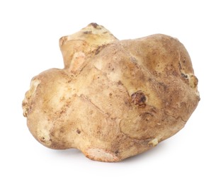 Photo of Fresh Jerusalem artichoke isolated on white. Root vegetable