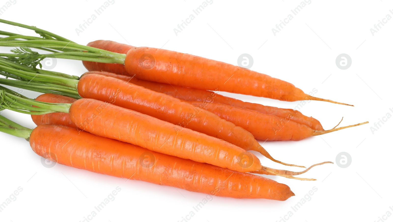 Photo of Fresh carrots isolated on white. Root vegetable