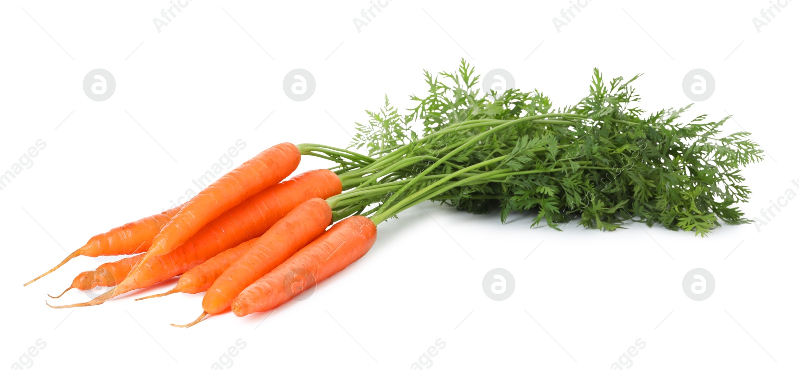 Photo of Fresh carrots isolated on white. Root vegetable