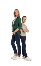 Photo of Happy mother and son on white background