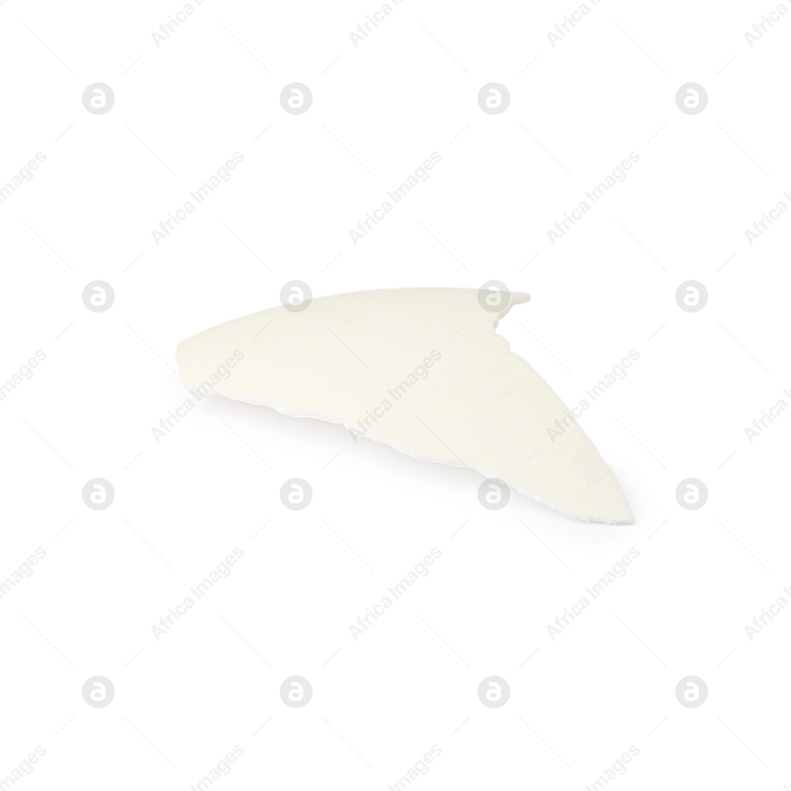 Photo of One piece of broken eggshell isolated on white