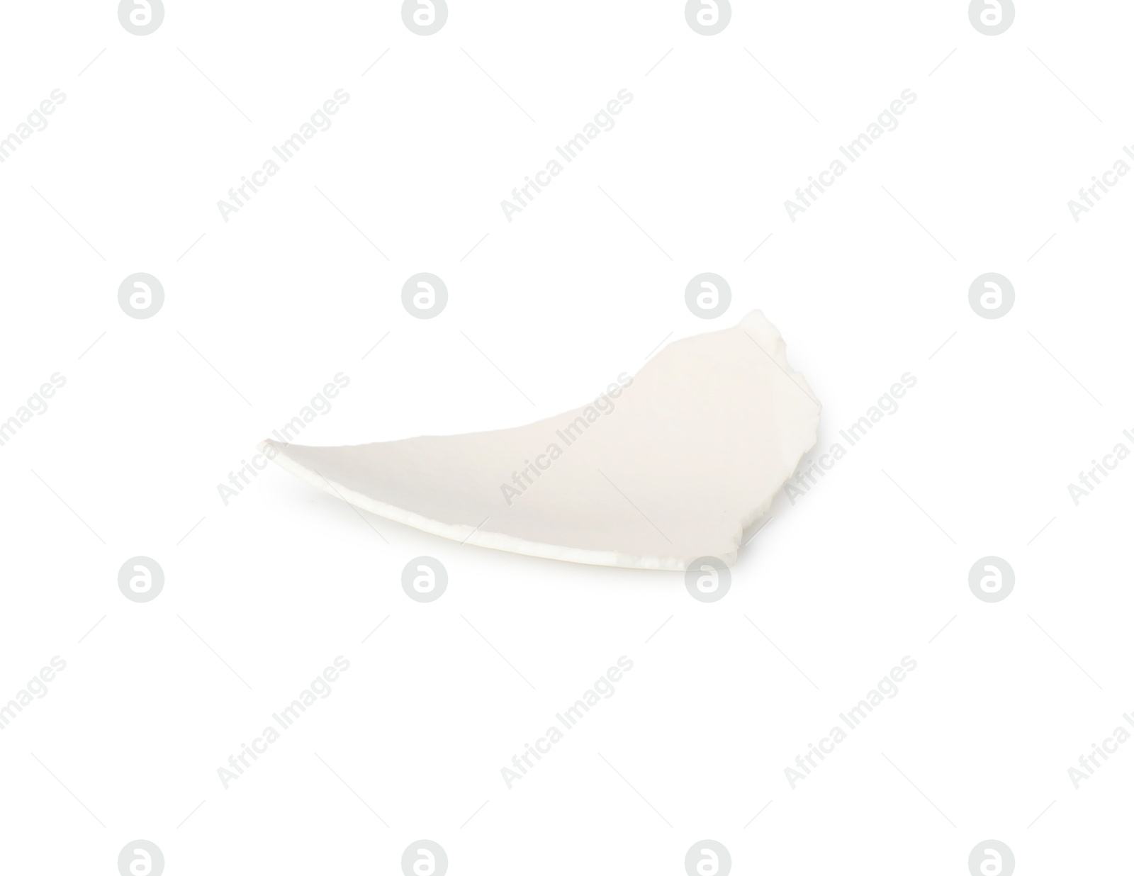 Photo of One piece of broken eggshell isolated on white