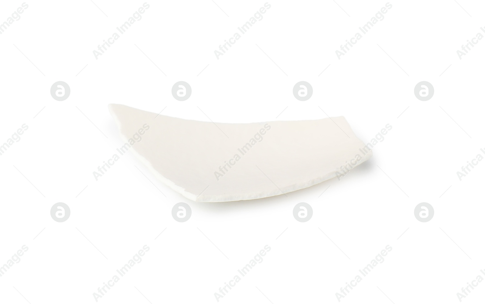 Photo of One piece of broken eggshell isolated on white