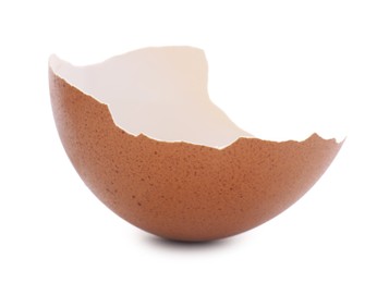 Photo of One piece of broken eggshell isolated on white