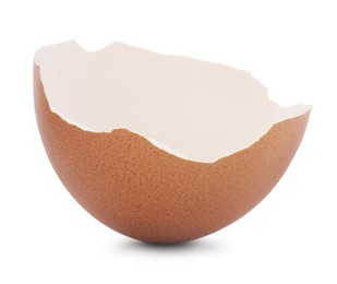 Photo of One piece of broken eggshell isolated on white