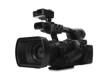 Photo of Modern professional video camera isolated on white