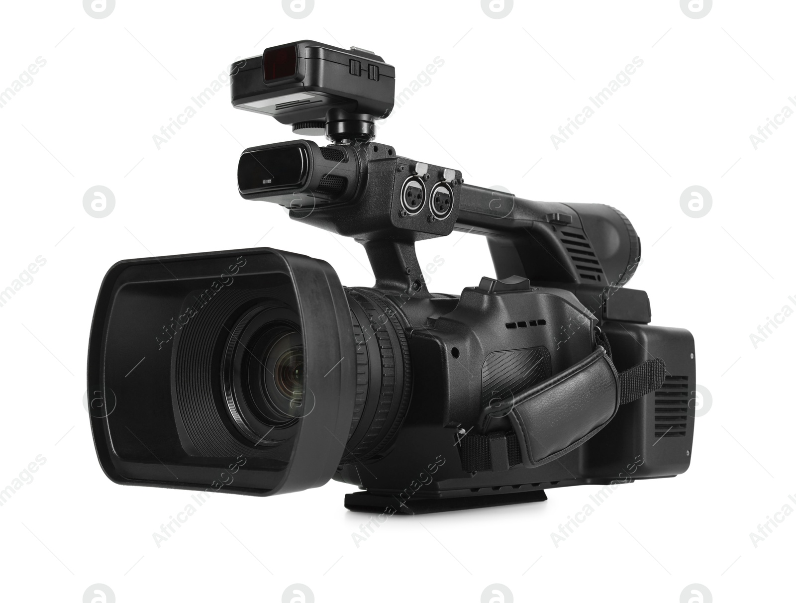 Photo of Modern professional video camera isolated on white