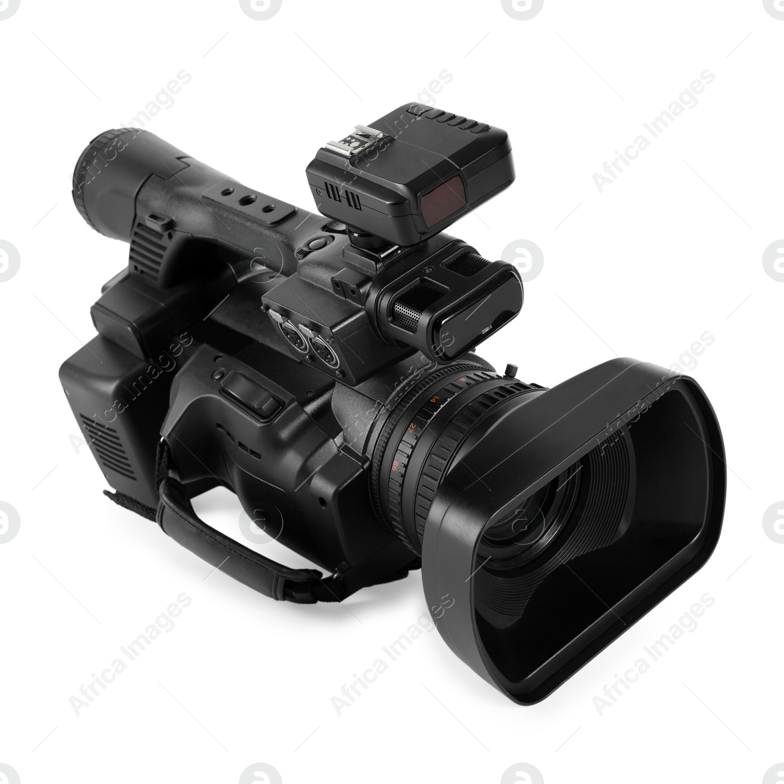 Photo of Modern professional video camera isolated on white