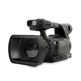 Photo of Modern professional video camera isolated on white