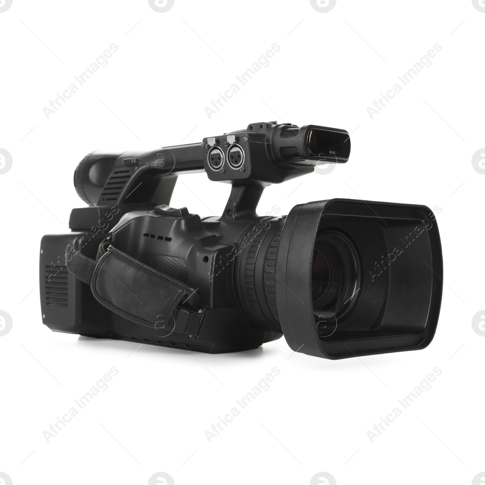 Photo of Modern professional video camera isolated on white