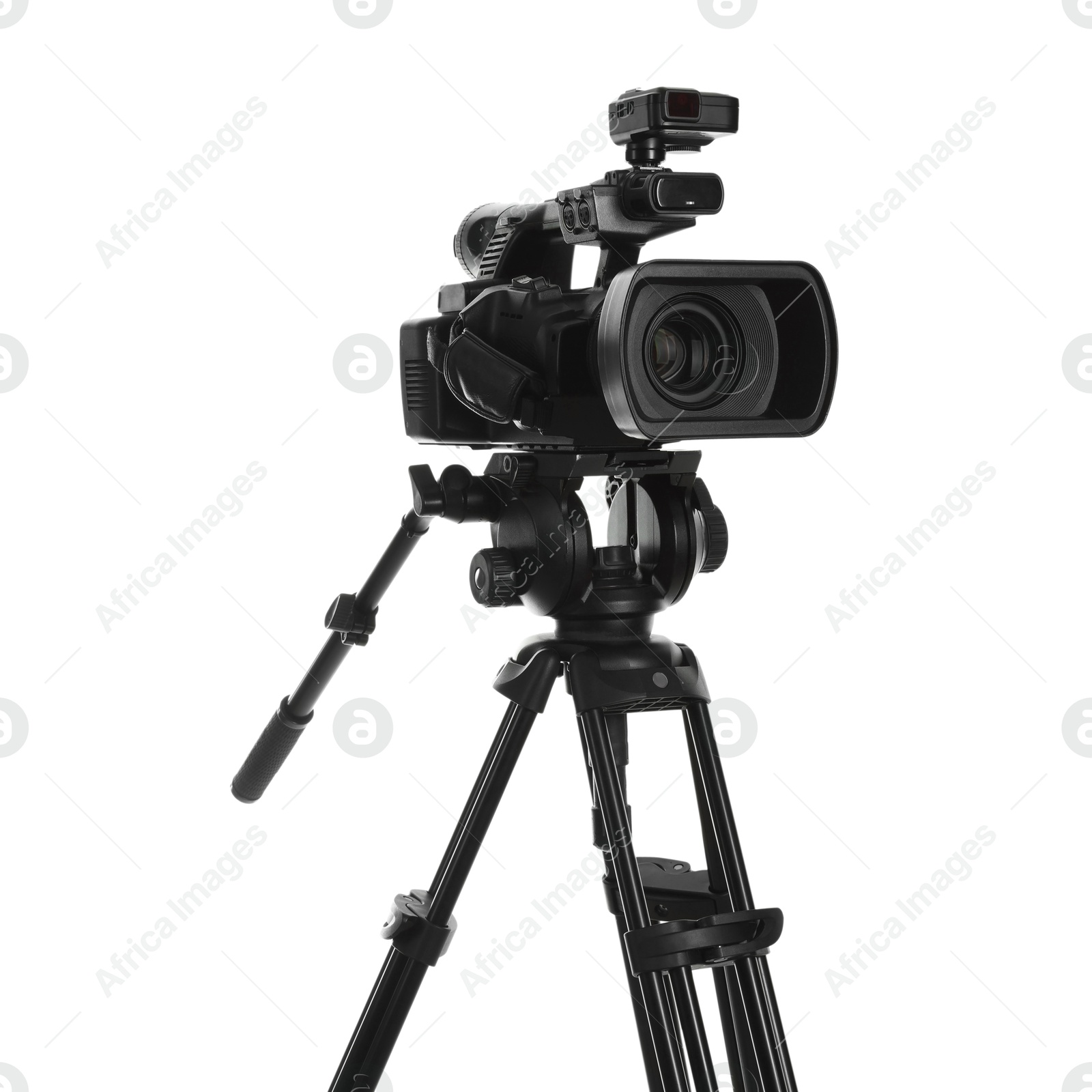 Photo of Modern professional video camera isolated on white