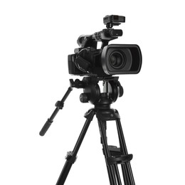 Photo of Modern professional video camera isolated on white